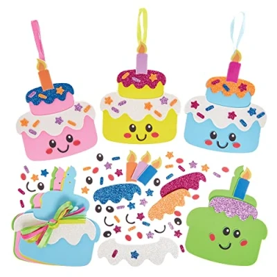 Abbildung von Baker Ross FX705 Mix und Match Dekorationssets für Geburtstagskuchen 8er Packung, Schaumstoff Bastelsets Kinder