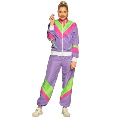 Abbildung von Boland Kostüm für Erwachsene Trainingsanzug 80er Jahre mit Taschen, Jacke und Hose, Campinganzug, Jogginganzug, Assi Anzug, Retro Style, Gruppenkostüm, Mottoparty, Karneval