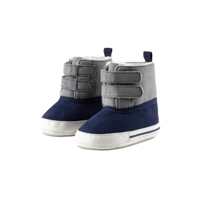 Abbildung von Sterntaler Babystiefel aus gewebtem Velour mit Kunstleder, Jungen aufgenähter und rutschfester Sohle Klettverschluss gefüttert Teddyflausch, marine, 18