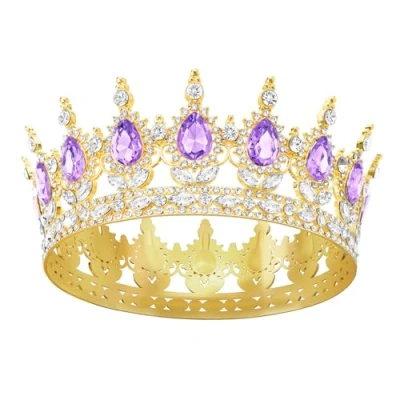 Abbildung von DRESHOW Volle Runde Mädchen Tiara Königin Krone Damen Brautkrone Diadem Kristall Barock Sparkly Strass Prinzessin Karneval Kopfschmuck für Hochzeit Prom Geburtstag Party