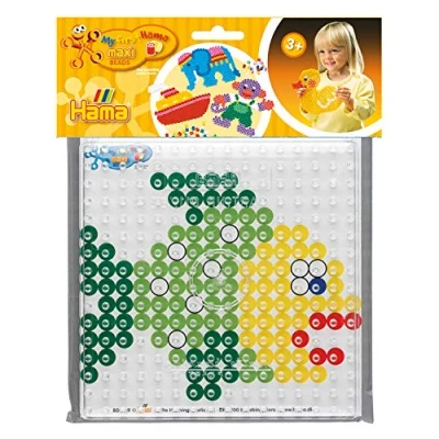 Abbildung von Hama Perlen 8283 Stiftplatte Quadrat für Maxi Bügelperlen mit Durchmesser 10 mm in transparent, ca. 16 x cm, kreativer Bastelspaß Groß und Klein
