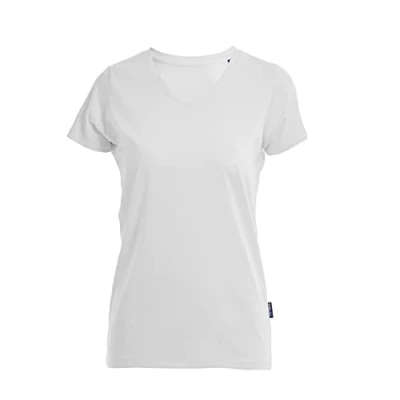 Abbildung von HRM Damen F Luxury V Neck Tee, weiß, M