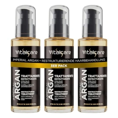 Abbildung von Vitalcare Imperial Argan Haarpflege mit Arganöl, Leinöl, Ölkomplex für trockenes und geschädigtes Haar, 3 x 100 ml
