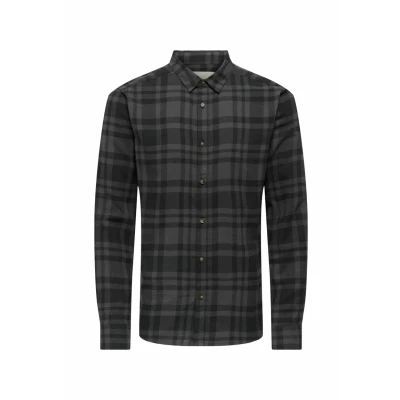 Abbildung von ONLY &amp; SONS Herren Onsgudmund Ls Checked Shirt Noos Freizeithemd, Jet Black,XXL