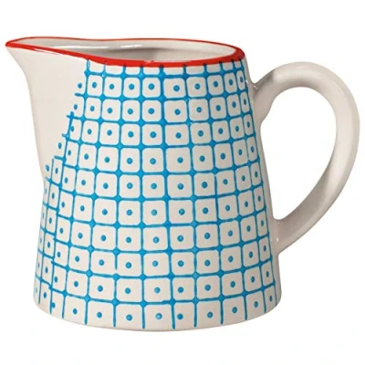 Abbildung von Bloomingville Milchkännchen Carla Retro Sahnekännchen Kännchen kleine Kanne Ø 8,5 x H cm, blau, Keramik, fasst ca. 250 ml