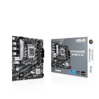 Abbildung von ASUS Prime B760M R D4 Gaming Mainboard Sockel Intel LGA 1700 (microATX, PCIe 4.0, DDR4, 2.5Gb Ethernet, HDMI, SATA 6 Gbit/s, Aura Sync)