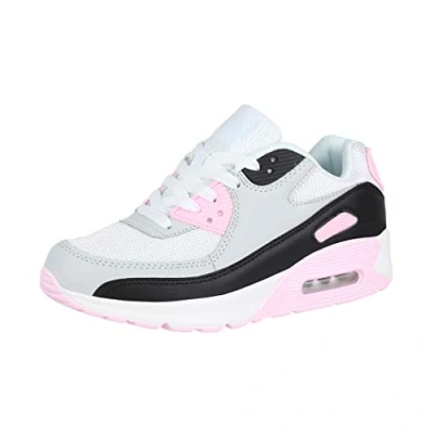 Abbildung von Elara Damen Herren Sneaker Sport Laufschuhe Turnschuhe Chunkyrayan G03 White/Grey/PIN 39