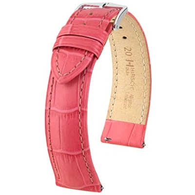 Abbildung von HIRSCH Uhren Armband Duke M Uhr Band aus italienischem Kalbs Leder mit Alligator Prägung Pink 20 mm