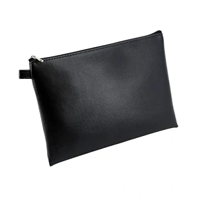 Abbildung von Alassio 42231 Bank Utensilientasche, Banktasche aus Lederimitat mit Reißverschluss, Transporttasche für Münzen, Geldscheine und Wertsachen, Money Pouch, Multifunktionstasche ca. 23 x 16 cm, schwarz