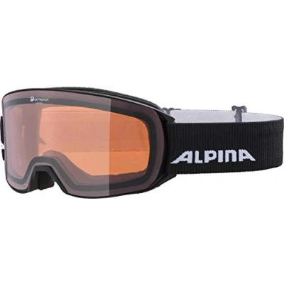 Abbildung von ALPINA NAKISKA Q Verspiegelte, Kontrastverstärkende &amp; Polarisierte OTG Skibrille Mit 100% UV Schutz Für Erwachsene, black, One Size