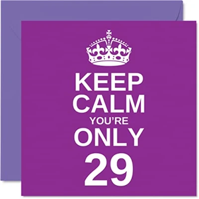 Abbildung von lustige Geburtstagskarte zum 29. Geburtstag für Männer und Frauen, Aufschrift &quot;Keep Calm&quot;, Bruder, Tochter, Onkel, Schwester, Sohn, Tante, Nichte, Neffe, Cousin, 145 x
