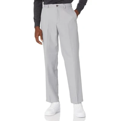 Abbildung von Amazon Essentials Herren Flatfront Anzughose mit Erweiterbarem Bund, Klassisch Geschnitten, Hellgrau, 38W / 28L