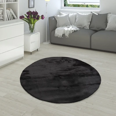 Abbildung von Paco Home Fellteppich »Rabbit 780« rund 26 mm Höhe Kunstfell, Kaninchenfell Haptik, echter Kuschelteppich, Uni Farben