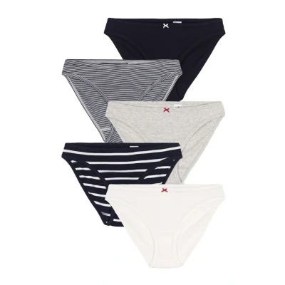 Abbildung von Petit Bateau WOMEN&#039;S 5PACK Slip, Damen, Größe: 38, Navy white