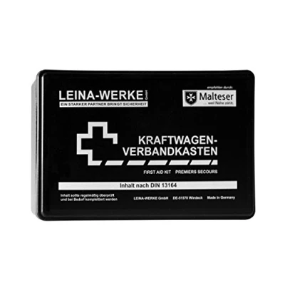 Abbildung von Leina Werke 10002 KFZ Verbandkasten Standard, Schwarz/Weiß