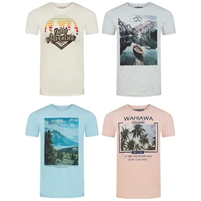 Abbildung von riverso Herren T Shirt RIVLukas 4er Pack Rundhals Regular Fit Kurzarm Print Sommer Sport Baumwolle 5XL, Größe:5XL, Farbe:Farbmix 1