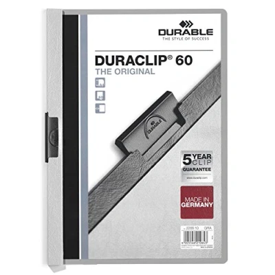 Abbildung von Durable Klemm Mappe Duraclip Original 60 (für 1 Blatt A4), 25 Stück, grau, 220910