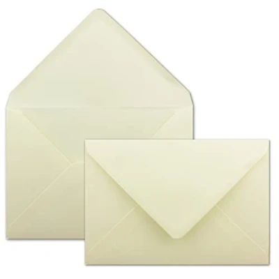 Abbildung von 50 Stück Brief Umschläge Creme DIN C5 100 g/m² 16,2 x 22,9 cm Nassklebung mit spitzer Klappe hochwertige Kuverts von Gustav NEUSER