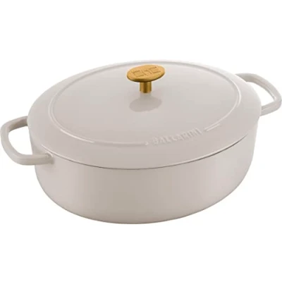Abbildung von BALLARINI Bellamonte Cocotte, rustikal, Kochtopf, emailliert, oval, 31 cm, 5,5 l, Elfenbeinweiß, Weiß/Elfenbeinfarben