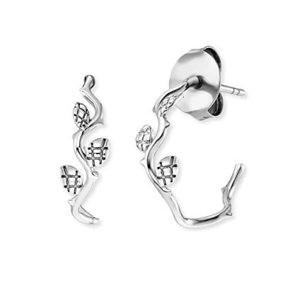Abbildung von Engelsrufer Damen Creole Rose Garden aus Sterling Silber mit Dornenkranz Clipverschluss nickelfrei Größe: 14mm