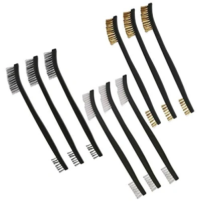 Abbildung von 9Pcs Mini Drahtbürsten Set Edelstahl Messing Drahtbürste Messingbürste Kratzbürsten Nylon zum Reinigen von Schweißschlacken, Rost