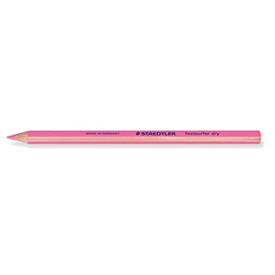 Abbildung von STAEDTLER trockener Textmarker Buntstift, neon pink, ergonomische Dreikantform, ideal für dünnes Papier, 12 Trockentextmarker im Kartonetui, 128 64 23