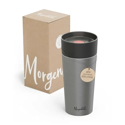 Abbildung von Morgenheld Thermobecher aus Edelstahl 350ml Isobecher auslaufsicher für Tee oder Kaffee thermo Kaffeebecher to go Thermokaffeebecher/Teebecher stylischer coffee/tea Travel Mug
