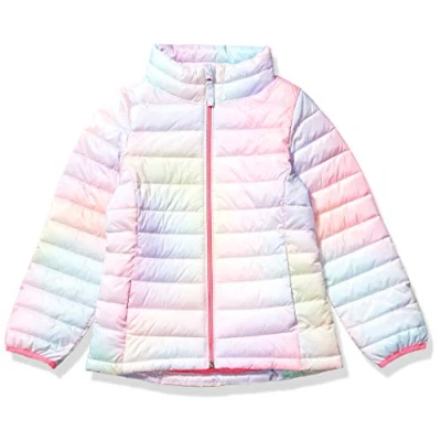 Abbildung von Amazon Essentials Mädchen Leichte Wasserabweisende verstaubare Pufferjacke mit Stehkragen, Rosa Schatteneffekt, 10 Jahre