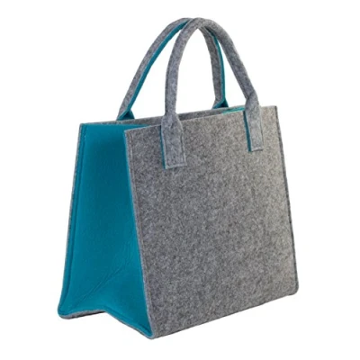 Abbildung von Brandsseller Praktische Einkaufstasche Shoppingbag Freizeittsche Aufbewahrungsbehälter aus Filz ca. 35 x 20 28 cm Hellgrau/Petrol