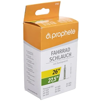 Abbildung von Prophete Fahrradschlauch 26 Zoll 27,5 Autoventil ETRTO 47 559, 50 54 57 584, 584 geeignet von x 1,75 bis 2,25