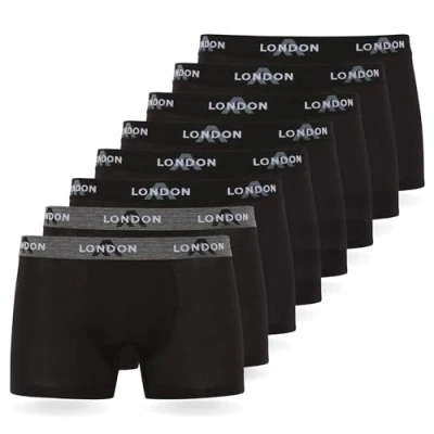 Abbildung von FM London 8PACK Fitted Hipsters Boxer Shorts Panties, Herren, Größe: Medium, Black (black 01)