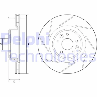 Abbildung von DELPHI BG9224C Bremsscheibe 340 28 5 Belüftet beschichtet hochgekohlt ohne Radlager, ABS Sensorring RENAULT: MEGANE 3 Coupe