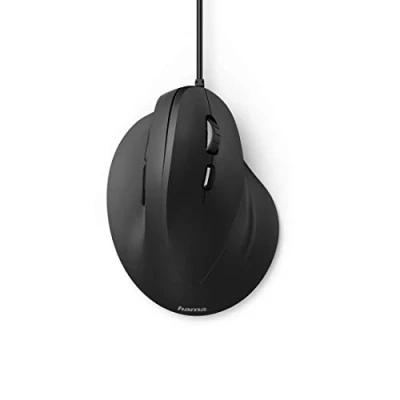 Abbildung von Hama ergonomische Maus (Vertikale kabelgebunden für Rechtshänder, 3 Geschwindigkeitsstufen bis 1800dpi, gegen Tennisarm, Mausarm, RSI Syndrom) schwarz