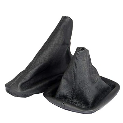 Abbildung von L &amp; P Car Design L&amp;P A0019 Schaltsack + Handbremsmanschette kompatibel mit BMW 3er e46 100% Echtleder Leder Schwarz