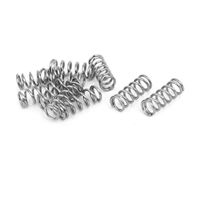 Abbildung von sourcing map 10Stk 0,8mmx6mmx15mm 304 Edelstahl Druckfeder Druckfedern Spiralfeder Stahlfeder Silberton