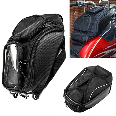 Abbildung von Krtopo Motorrad Tankrucksack Oxford magnetische Satteltasche mit großen Fenster 48,5 * 37 cm Universal Rear Seat Travel Tool Schwanz Gepäck