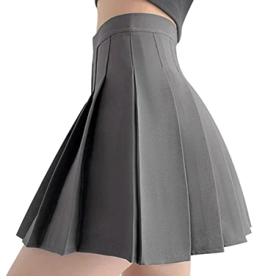 Abbildung von DRESHOW Basic Solid Stretchy Flared Beiläufige Mini Skater rock für Damen Mädchen