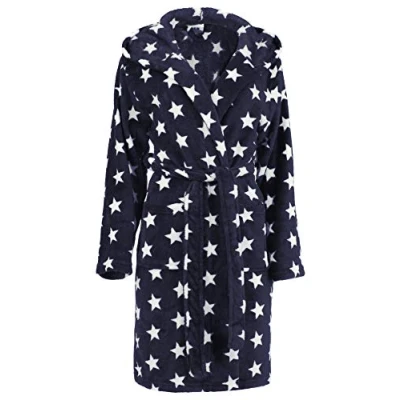 Abbildung von Brandsseller Damen Bademantel mit Sternen (L/XL, Navy/Weiß)