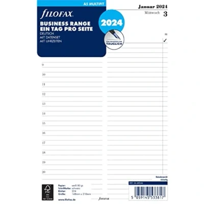 Abbildung von FILOFAX Kalendereinlage A5 Multi 1 Tag pro Seite (Deutsch)2024