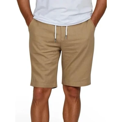 Abbildung von riverso Leinen Shorts Herren Sommer Regular Fit RIVOliver Kurze Hosen Bermuda Knielang Einfarbig, Größe:L, Farbe:Clay Beige