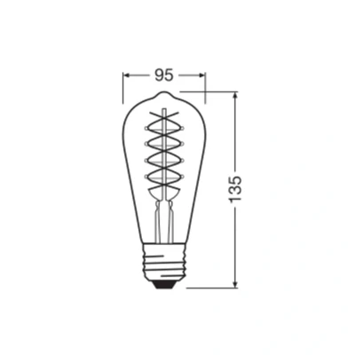 Abbildung von OSRAM Vintage 1906 LED Lampe mit Gold Tönung, 7W, 600lm, Edison Form 64mm Durchmesser &amp; E27 Sockel, warmweiße Lichtfarbe, spiralförmiges Filament, dimmbar, bis zu 15.000 Stunden Lebensdauer