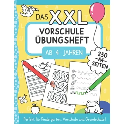 Abbildung von Das XXL Vorschule Übungsheft ab 4 Jahren: Zahlen und Buchstaben schreiben lernen mit vielen Schwungübungen Rätseln im A4 Vorschulblock. Perfekt ... für Kindergarten, Band 1)