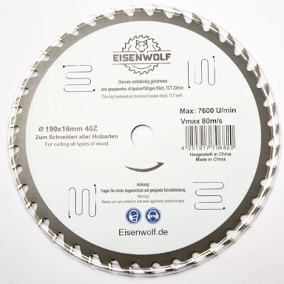 Abbildung von 190x16 mm Premium Sägeblatt, Kreissägeblatt für Holz mit 40 gekippten TCT Zähnen und Laser Cuts Lärmminderung