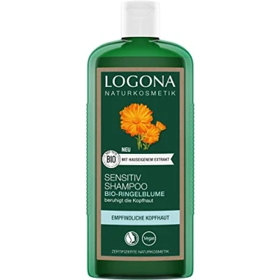 Abbildung von LOGONA Naturkosmetik Sensitiv Shampoo für natürlich gesundes Haar, Geeignet empfindliche, sensible Kopfhaut, Mildes Haarshampoo mit veganer Formel aus Bio Ringelblume, 1 x 250 ml