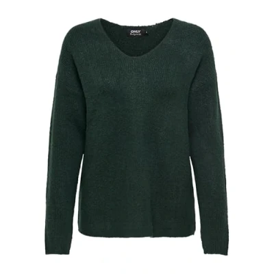 Abbildung von ONLY Damen Warmer Strickpullover Knitted Basic Stretch Sweater Langarm V Ausschnitt Shirt ONLCAMILLA, Farben:Dunkelgrün,Größe Damen:M
