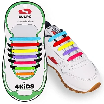 Abbildung von SULPO Schnürsenkel Ohne Binden Elastische Silikonschnürsenkel Schnürsenkelersatz, Schleifenlose Schuhbänder Gummischnürsenkel für Damen, Herren &amp; Kinder Schuhe Silikon Senkel