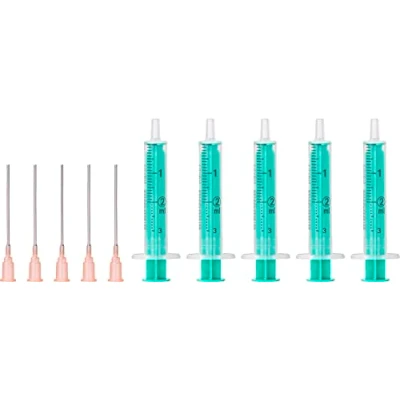 Abbildung von MedixX 5 Stück Spritzen Set mit stumpfer Nadel verschiedene Größen für Hobby und Heimwerk einzeln steril verpackt (5x 2ml Spritze &amp; 5x Kanüle)
