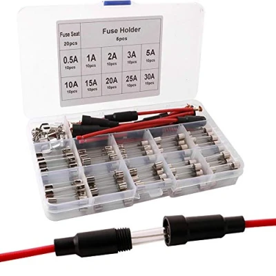 Abbildung von QitinDasen 100Pcs Professionell 6 X 30mm Auto Glasrohrsicherungen, Schnelle Schlag Glassicherung, Fast Glas Sicherungen, mit 20Pcs Sicherungssitz und 5Pcs AGC Sicherungshalter