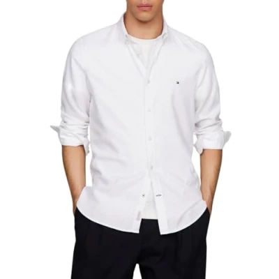 Abbildung von Tommy Hilfiger FLEX Dobby Shirt Hemd, Herren, Größe: Small, Optic white