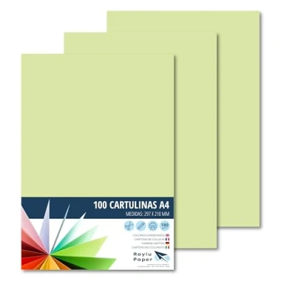 Abbildung von RAYLU PAPER Tonpapier A4, 100 Stück Kartonpapier 180g/m², 210 x 297 mm, professionelle farbige Kartons für Büro, Kopierpapier, Buntes Papier zum Basteln (Apfelgrün)